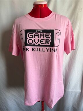 Pink "Game Over" Graphic Tee - Anti-Bullying